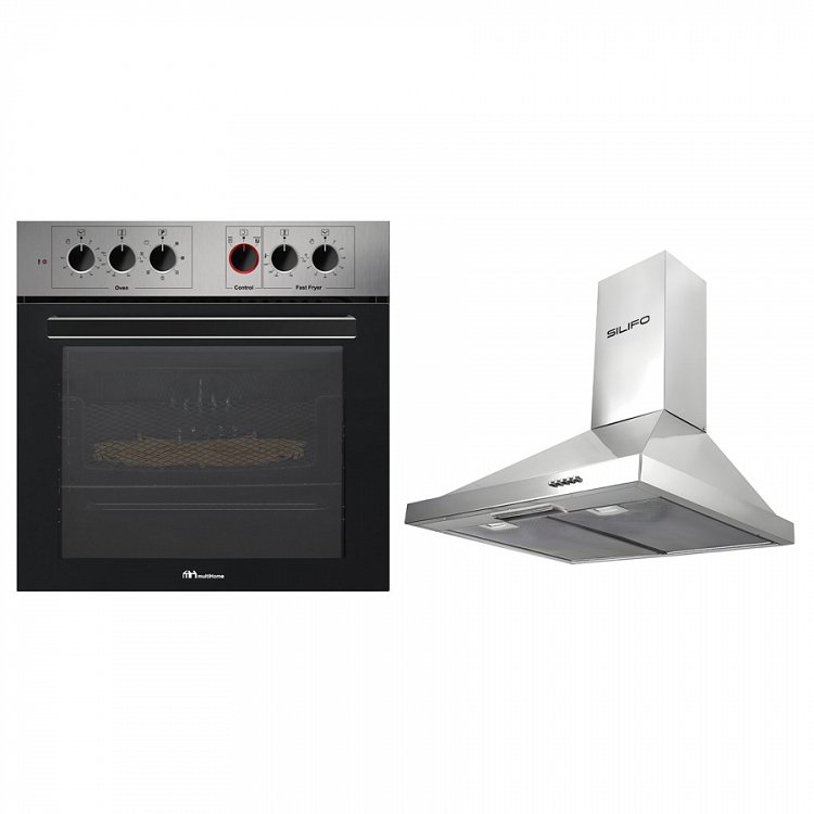 Σετ MULTIHOME MH-6095 & SILIFO SF6619 Φούρνος & Απορροφητήρας Καμινάδα 60cm 89047