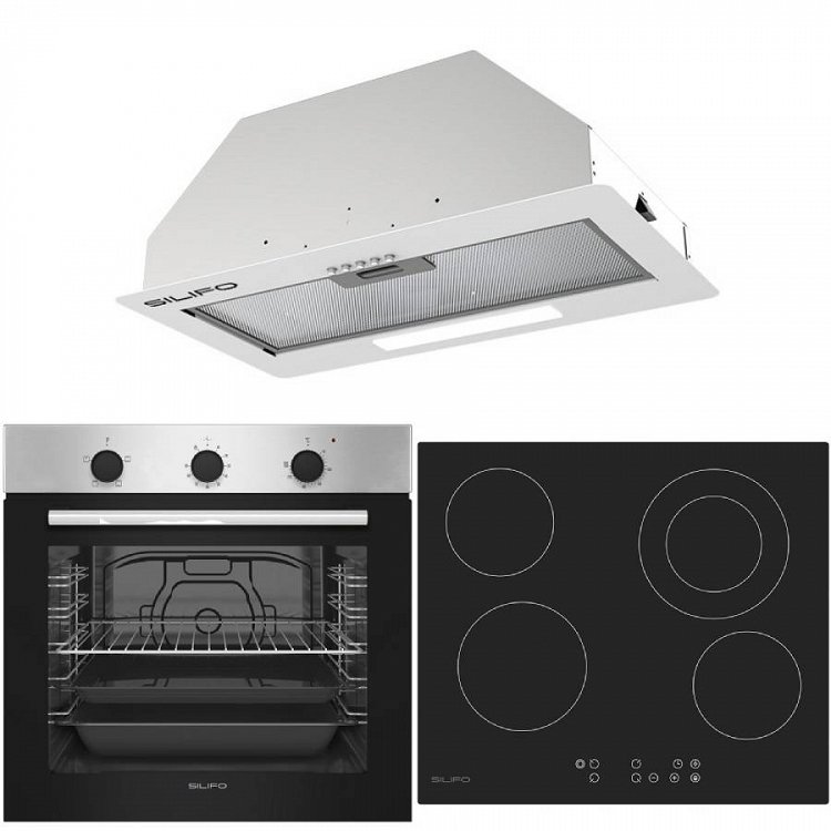 Σετ SILIFO SF6850BOI & SF6822HV5 & SF6615 Φούρνος 83lt, Κεραμική Εστία & Μηχανισμός Απορρόφησης 92078 (4 Έτη Εγγύηση)