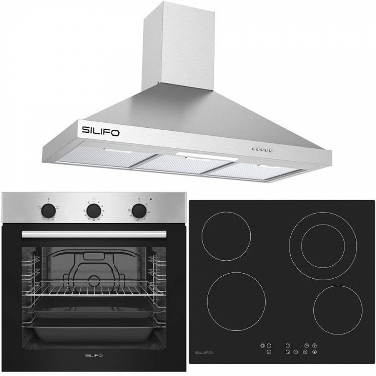 Σετ SILIFO SF6850BOI & SF6822HV5 & SF6618 Φούρνος 83lt, Κεραμική Εστία & Απορροφητήρας 92079 (4 Έτη Εγγύηση)