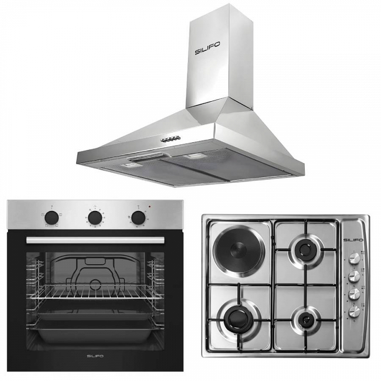 Σετ SILIFO SF6850BOI & SF6100 & SF6619 Φούρνος 83lt, Μικτή Εστία & Απορροφητήρας 92082 (4 Έτη Εγγύηση)