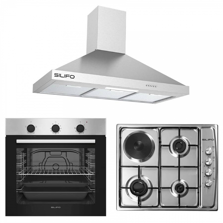 Σετ SILIFO SF6850BOI & SF6100 & SF6618 Φούρνος 83lt, Μικτή Εστία & Απορροφητήρας 90cm 92084 (4 Έτη Εγγύηση)