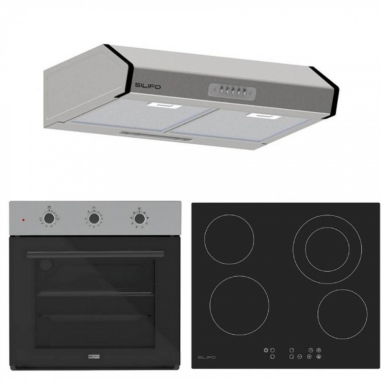 Σετ SILIFO SF6008 & SF6822HV5 & SF6683 Φούρνος, Κεραμική Εστία & Απορροφητήρας 92248