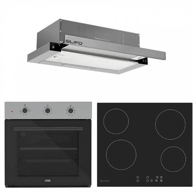 Σετ SILIFO SF6008 & SF6821HV4 & SF6663 Φούρνος, Κεραμική Εστία & Απορροφητήρας 92262